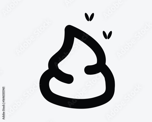 Feces with Flies Icon Animal Manure Insects Flying Fly Smelly Poop Dump Dung Fertilizer Stink Pet Dog Waste Organic Gross Black Outline Line Symbol