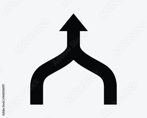 Merge Arrow Icon Two Arrows Merging Road Sign Symbol Strategy Consolidation Combine Path Pathway Join Progress Together Integration Unite Combination