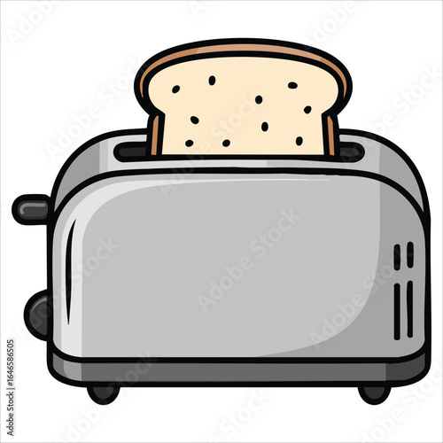 playful retro bread toaster vector graphic plain background