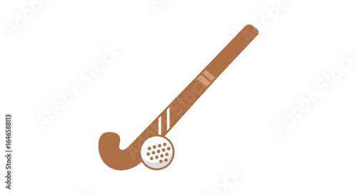 Field Hockey Stick and Ball Icon Sports Equipment Illustration