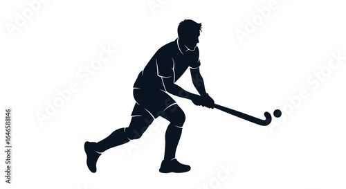 Silhouette of a hockey player in action during a match