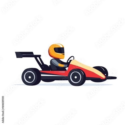 Cartoon Illustration of a GoKart Racer in Action