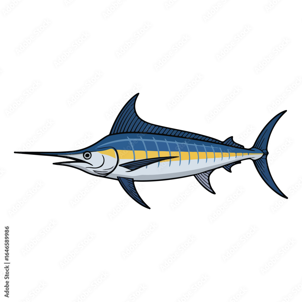 Obraz premium Marlin fish cartoon vector