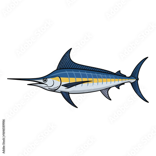 Marlin fish cartoon vector