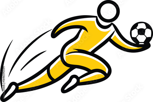 Icon of a soccer player sprinting while dribbling a ball, showcasing athleticism and movement on the field.