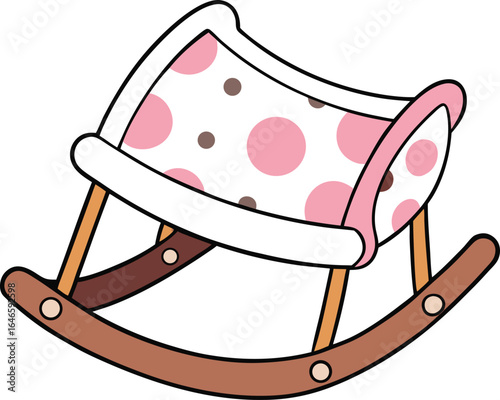 Clipart of a classic wooden rocking chair with a curved design and slatted backrest, set against a plain background.