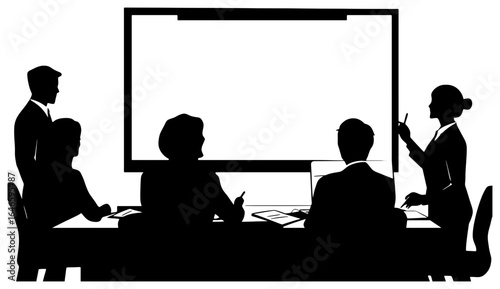 Silhouette of Business Team Having a Meeting Standing Near Whiteboard