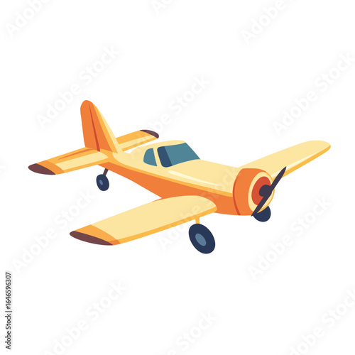 Cartoonish Single Engine Airplane with Orange and Yellow Color Scheme
