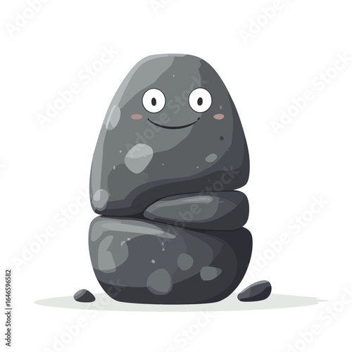 Cartoonish Stacked Rocks with Googly Eyes and a Smiling Expression