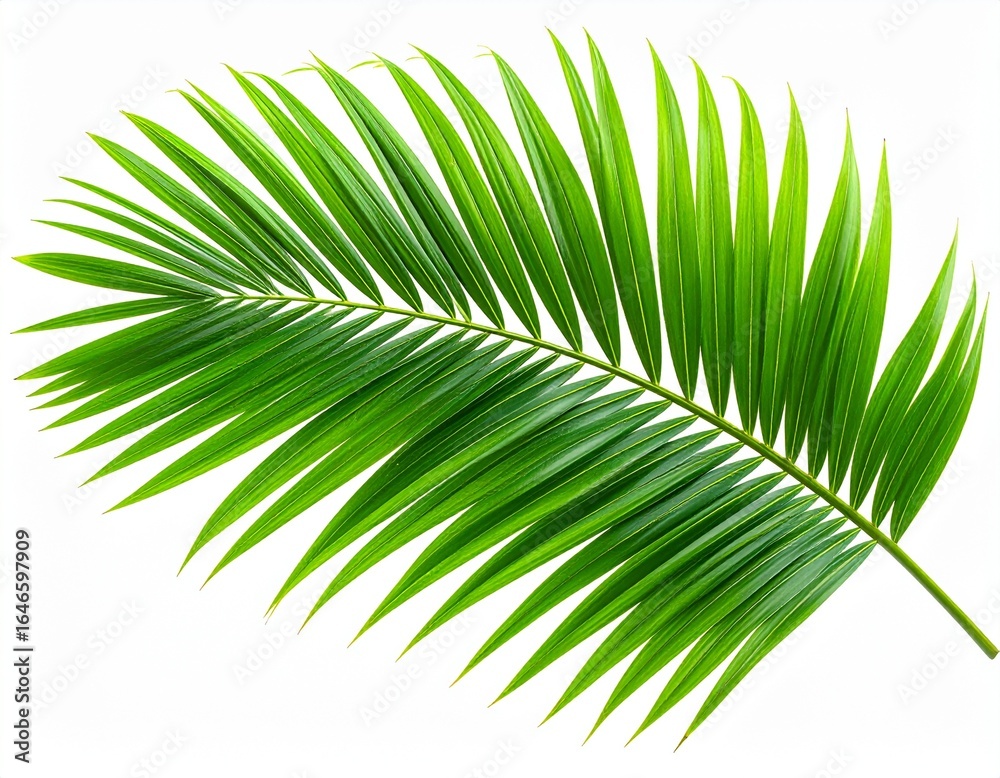 Obraz premium Green Palm Leaf Isolated on White