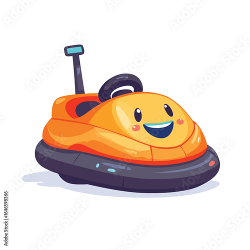 Cheerful Bumper Car with Smiling Face and Cartoonish Design Amusement Ride