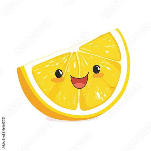 Cheerful Cartoon Lemon Wedge with Happy Face
