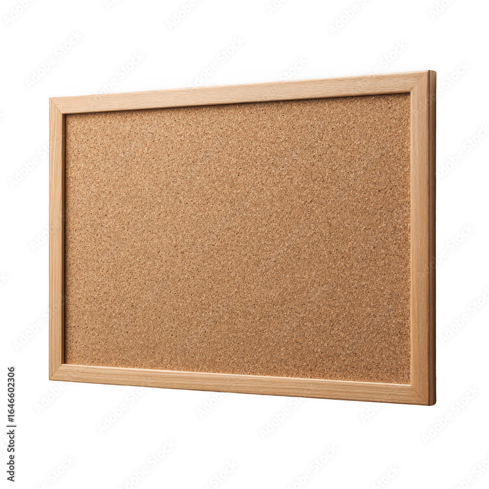 Fototapeta premium A wall-mounted cork board for pinning up art prints or photographs in a home gallery sale. [Transparent Background PNG].