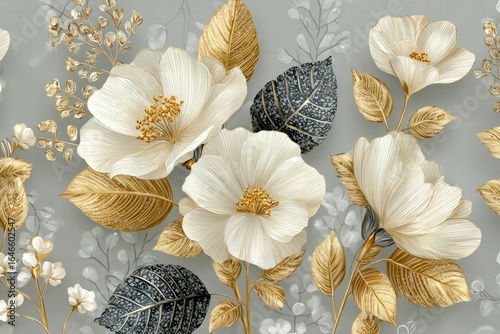 Elegant Floral Design with Gold Accents