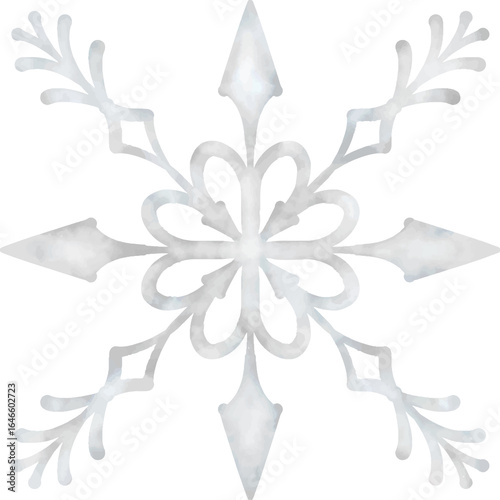 Watercolor white snowflake