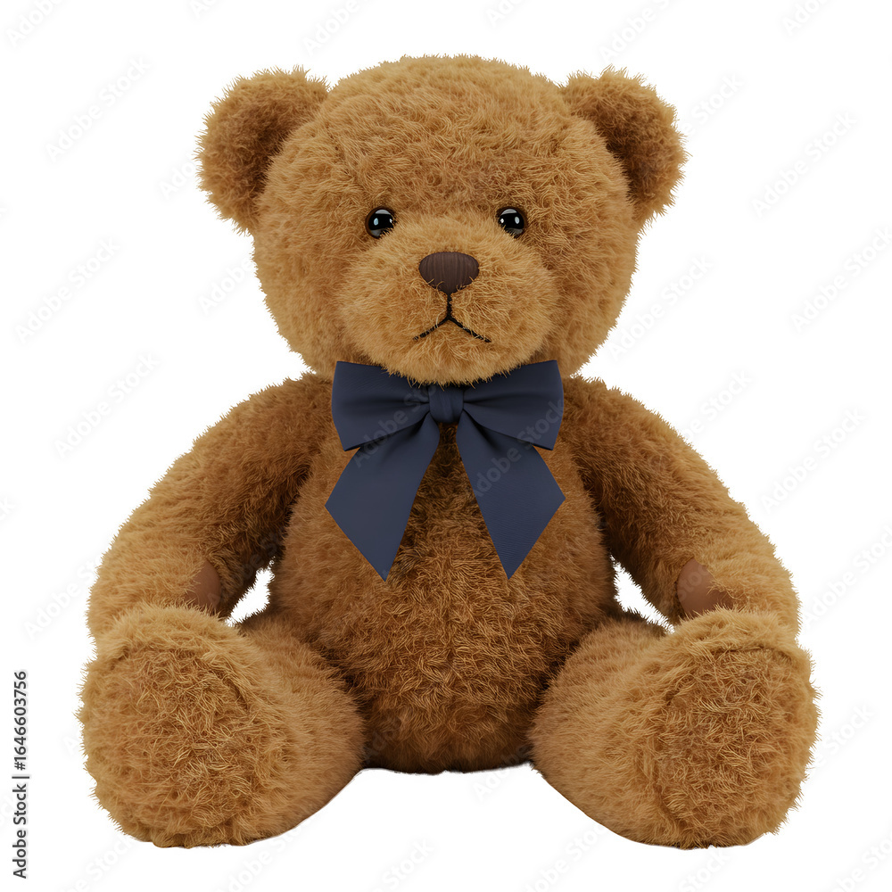 Fototapeta premium Teddy Bear with Bow Tie 3d rendered, isolated on transparent background