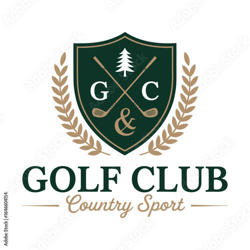 Elegant Golf Club Emblem with Country Sport Text and Laurel Wreath Accent 