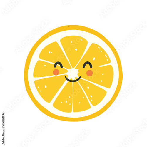 Cheerful Lemon Slice Cartoon Illustration with Happy Face