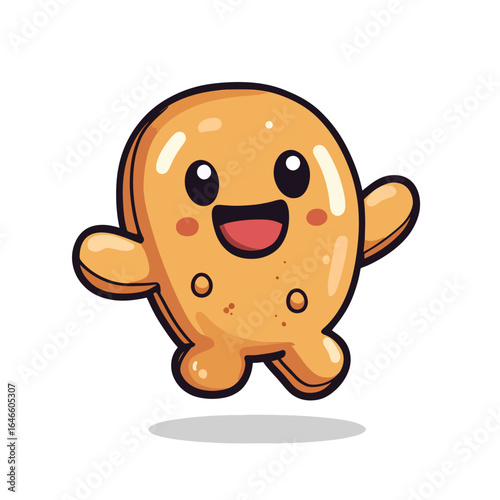 Cheerful Orange Cartoon Character with Big Eyes and Small Spots