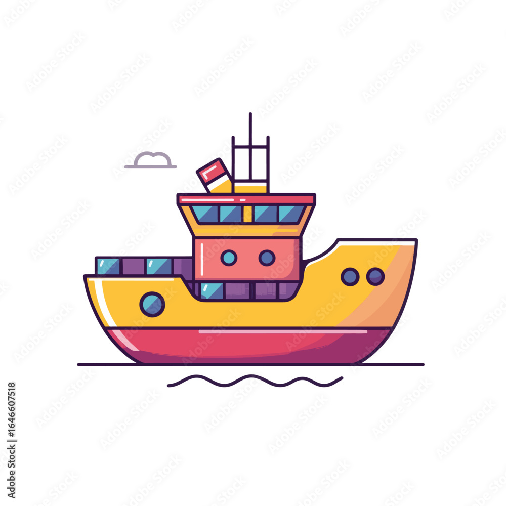 Obraz premium Colorful Cartoon Ship with Detailed Design and Unique Features
