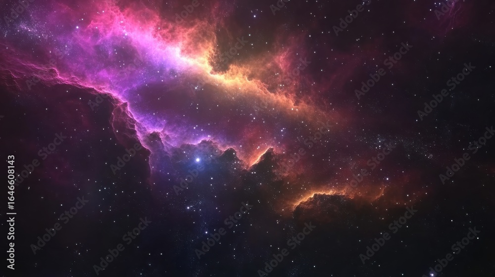 Fototapeta premium Vast and Mysterious Nebula in Outer Space at Night