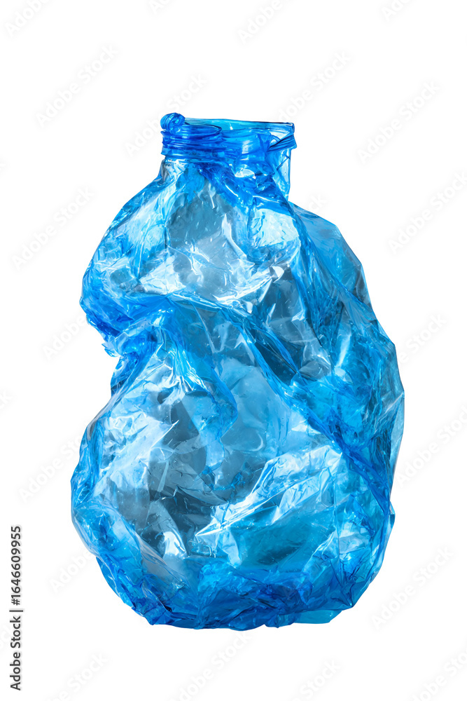 Fototapeta premium Crumpled Blue Plastic Bottle Recycling Waste