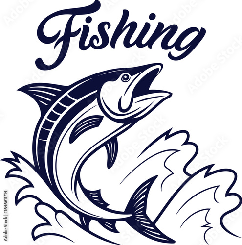 Fishing boat illustration with ocean elements