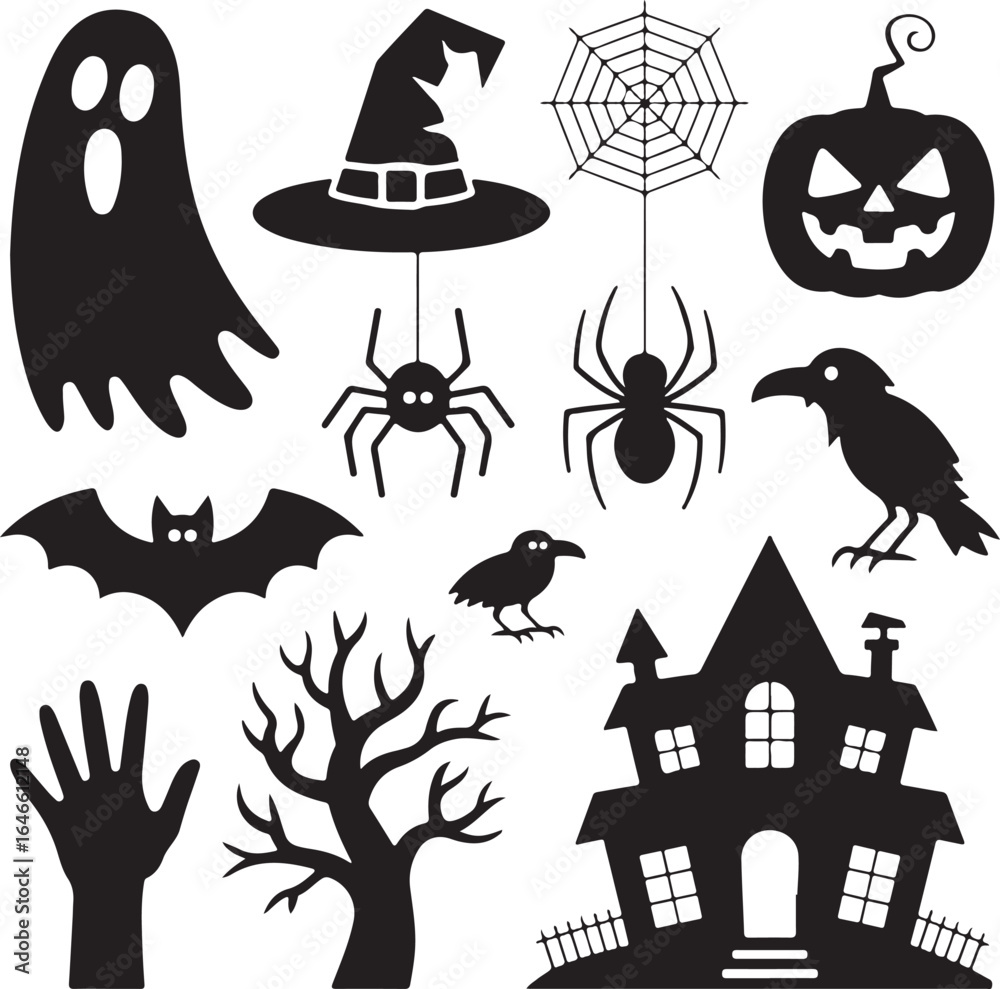 Fototapeta premium Spooky halloween night scene with haunted house and moon