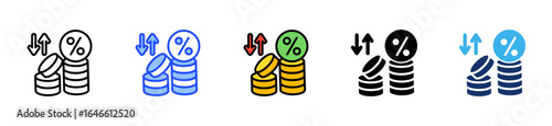 Interest Rate Icon Collection With Multiple Styles