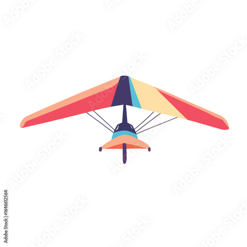 Colorful Hang Glider Depicted in a Frontal View with Detailed Design