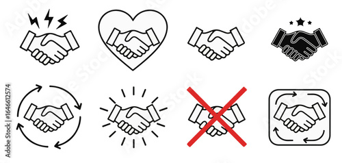 Successful partnership icons symbolize agreement, trust, and collaboration for long term business relationships
