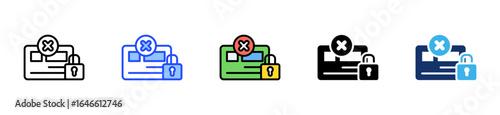 Card Blocked Icon Collection With Multiple Styles