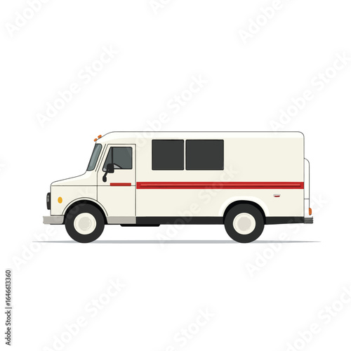 Wallpaper Mural Creamcolored delivery truck with red stripe and blackedout windows side view Torontodigital.ca