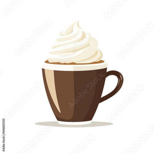 Creamy Whipped Delight atop a Rich Brown Coffee Cup Illustration