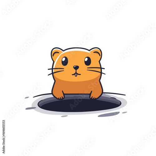 Curious Cartoonish Creature Peeking from a Darkened Hole with Whiskers