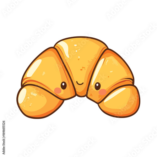 Delightful Cartoon Croissant with Happy Face