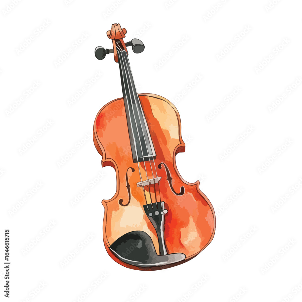 Fototapeta premium watercolor illustration of Violin clipart isolated