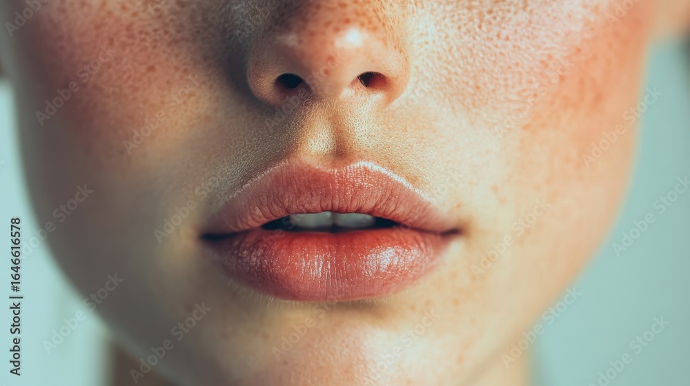 Fototapeta premium Young woman with serene expression in indoor studio portrait