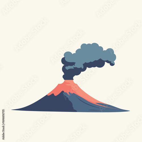 Erupting Volcano with Dark Grey Smoke Plume