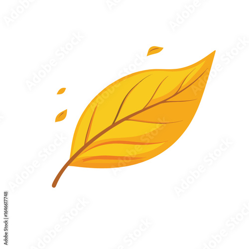 Golden Autumn Leaf with Detached Fragments in Motion