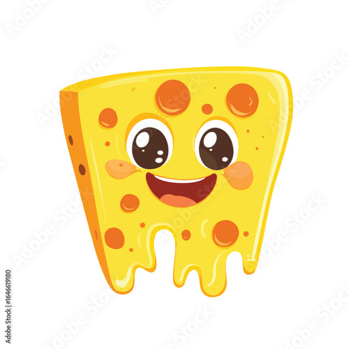Happy Melting Cheese Wedge Cartoon Character