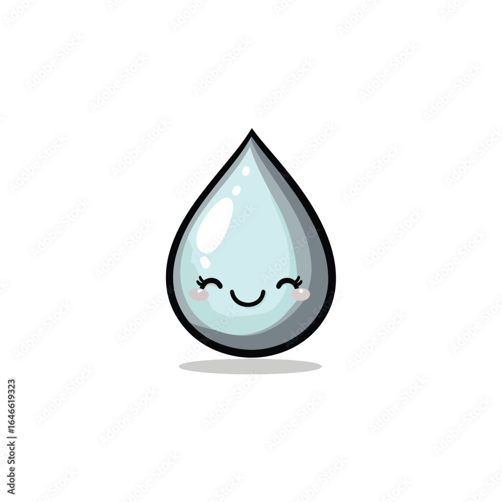 Fototapeta premium Happy Teardrop Cartoon Character with a Smiling Face