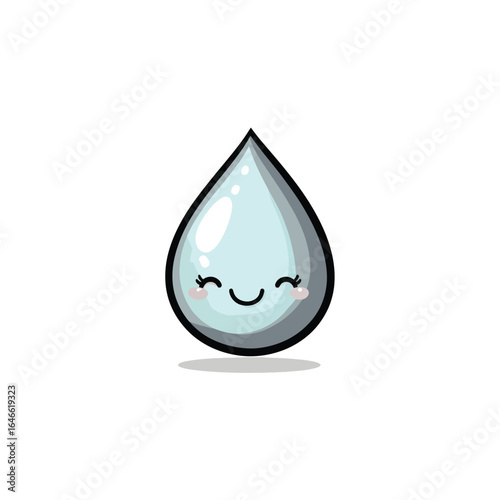 Happy Teardrop Cartoon Character with a Smiling Face
