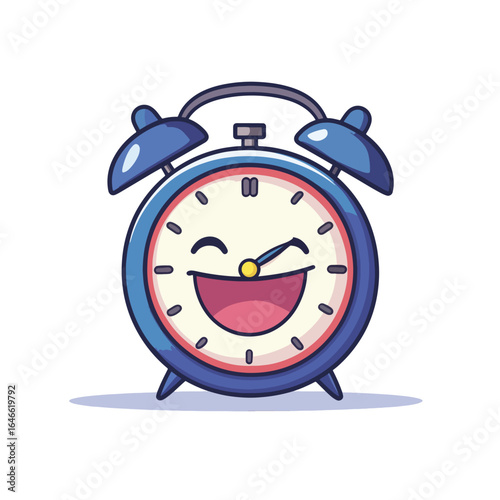 Joyful Cartoon Alarm Clock with a Wide Grin