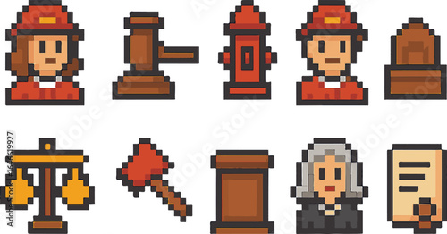 judge pixel art, eps 10 illustration