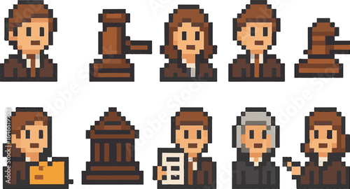 lawyer pixel art, eps 10 illustration