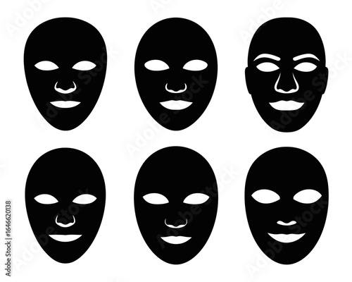 Six different face shape silhouettes