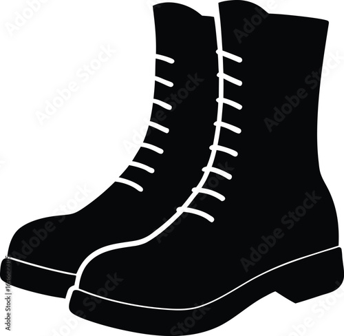 combat boots silhouette vector art illustration