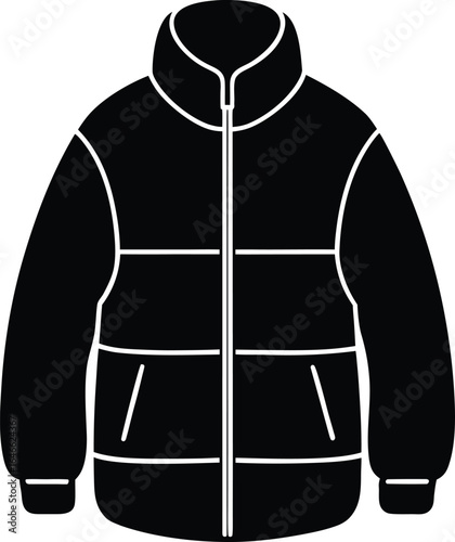 puffer jacket silhouette vector art illustration