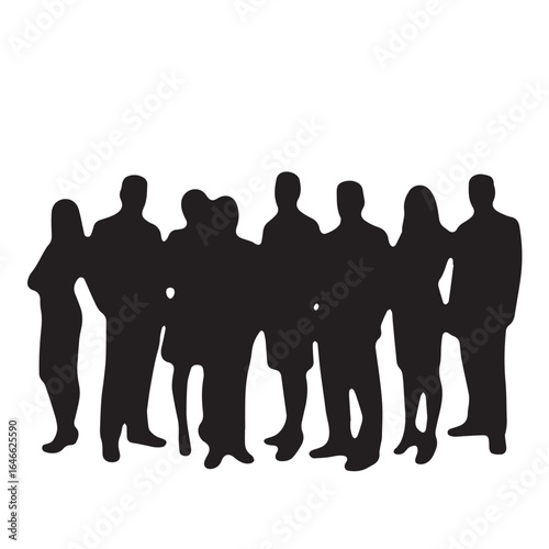 Business people silhouettes, group of standing business men and women
